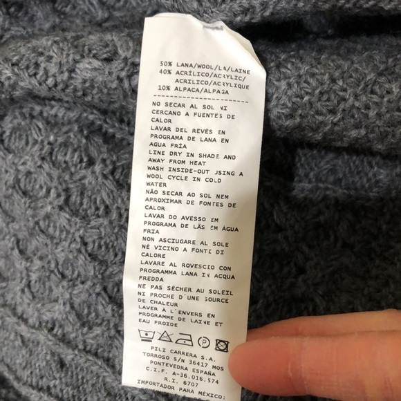 Pili Carrera Cardigan Sweater Size 12 Gray Fisherman’s Cable Knit Wool Alpaca - Picture 7 of 9